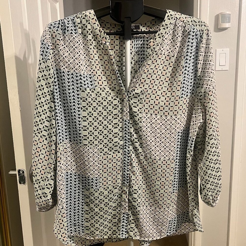 NYDJ Geometric Patterned Blouse - Size Large